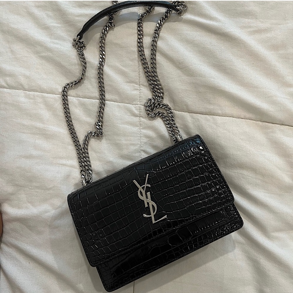 YSL Sunset Croc Embossed Bag